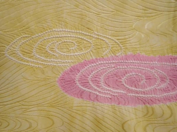 Photo4: 5914T08z560 Vintage Japanese Kimono Silk HAORI Ripple Straw yellow (4)