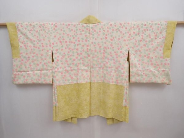 Photo6: 5914T08z560 Vintage Japanese Kimono Silk HAORI Ripple Straw yellow (6)