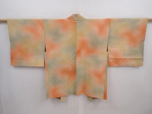 Photo1: 5914T09z510 Vintage Japanese Kimono Silk HAORI  Dark champagne (1)