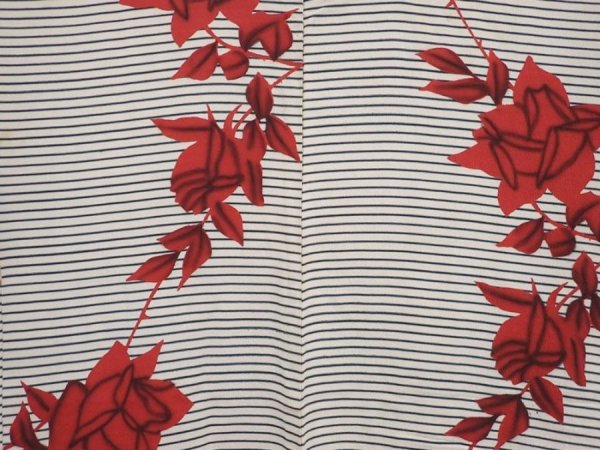 Photo3: 5914T10z720 Vintage Japanese Kimono Crepe Silk HAORI Rose Off-white (3)