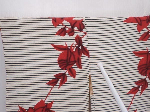 Photo5: 5914T10z720 Vintage Japanese Kimono Crepe Silk HAORI Rose Off-white (5)