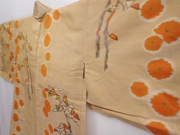 Photo2: 5914T11z320 Vintage Japanese Kimono Silk MEISEN HAORI  Dark champagne (2)