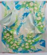 Photo1: 5914T12z1050 Vintage Japanese Kimono Silk FURISODE Flower Light blue (1)