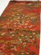 Photo3: 2E01z70  Japanese Kimono Crepe Silk  FABRIC Flowers Dark orange 42.1x14.4 (3)