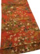 Photo2: 2E02z70  Japanese Kimono Crepe Silk  FABRIC Flowers Dark orange 42.1x14.4 (2)