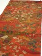 Photo3: 2E02z70  Japanese Kimono Crepe Silk  FABRIC Flowers Dark orange 42.1x14.4 (3)