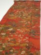 Photo3: 2E06z100  Japanese Kimono Crepe Silk  FABRIC Flowers Dark orange 65.0x14.4 (3)