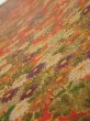Photo4: 2E06z100  Japanese Kimono Crepe Silk  FABRIC Flowers Dark orange 65.0x14.4 (4)