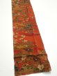 Photo2: 2E09z60  Japanese Kimono Crepe Silk  FABRIC Flowers Dark orange 83.9x6.5 (2)