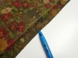 Photo6: 2E01z70  Japanese Kimono Silk  FABRIC Flowers Dark olive 44.1x14.6 (6)