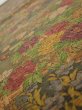 Photo4: 2E02z70  Japanese Kimono Silk  FABRIC Flowers Dark olive 44.1x14.6 (4)
