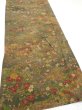 Photo2: 2E05z110  Japanese Kimono Silk  FABRIC Flowers Dark olive 74.8x14.6 (2)