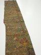 Photo3: 2E07z50  Japanese Kimono Silk  FABRIC Flowers Dark olive 64.2x7.9 (3)