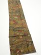 Photo2: 2E09z60  Japanese Kimono Silk  FABRIC Flowers Dark olive 89.8x6.7 (2)
