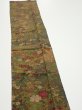 Photo4: 2E10z30  Japanese Kimono Silk  FABRIC Flowers Dark olive 39.0x6.7 (4)