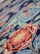 Photo4: 2E02z60  Japanese Kimono Silk  FABRIC Bird, Flowers Dark navy 45.3x15.0 (4)