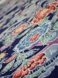 Photo4: 2E04z90  Japanese Kimono Silk  FABRIC Bird, Flowers Dark navy 68.5x15.0 (4)