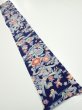 Photo5: 2E08z50  Japanese Kimono Silk  FABRIC Bird, Flowers Dark navy 61.4x7.9 (5)