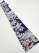 Photo4: 2E09z60  Japanese Kimono Silk  FABRIC Bird, Flowers Dark navy 85.0x7.1 (4)