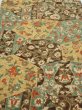 Photo1: 2E01z60  Japanese Kimono Silk  FABRIC Flower Light brown 39.4x14.4 (1)
