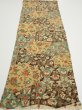 Photo5: 2E02z60  Japanese Kimono Silk  FABRIC Flower Light brown 39.4x14.4 (5)