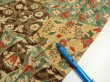 Photo6: 2E03z90  Japanese Kimono Silk  FABRIC Flower Light brown 62.2x14.4 (6)