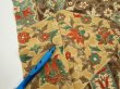 Photo7: 2E03z90  Japanese Kimono Silk  FABRIC Flower Light brown 62.2x14.4 (7)
