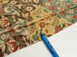 Photo8: 2E03z90  Japanese Kimono Silk  FABRIC Flower Light brown 62.2x14.4 (8)