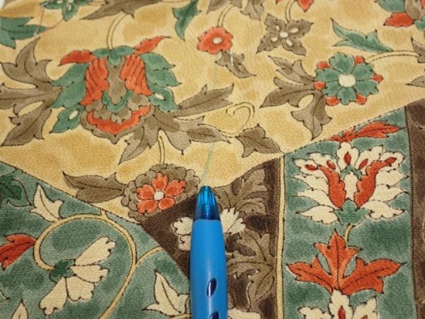 Photo9: 2E03z90  Japanese Kimono Silk  FABRIC Flower Light brown 62.2x14.4 (9)