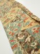 Photo1: 2E07z40  Japanese Kimono Silk  FABRIC Flower Light brown 56.7x7.3 (1)