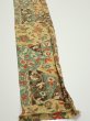 Photo2: 2E07z40  Japanese Kimono Silk  FABRIC Flower Light brown 56.7x7.3 (2)