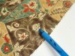 Photo7: 2E07z40  Japanese Kimono Silk  FABRIC Flower Light brown 56.7x7.3 (7)