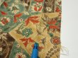 Photo8: 2E07z40  Japanese Kimono Silk  FABRIC Flower Light brown 56.7x7.3 (8)