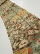 Photo1: 2E09z60  Japanese Kimono Silk  FABRIC Flower Light brown 79.9x7.3 (1)