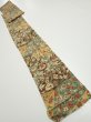 Photo4: 2E09z60  Japanese Kimono Silk  FABRIC Flower Light brown 79.9x7.3 (4)