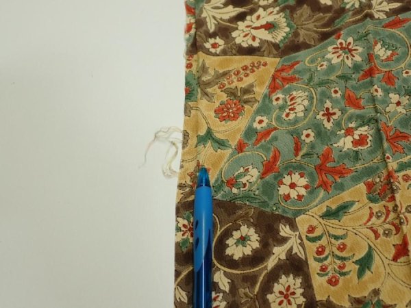 Photo6: 2E09z60  Japanese Kimono Silk  FABRIC Flower Light brown 79.9x7.3 (6)