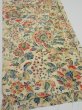Photo2: 2E01z60  Japanese Kimono Silk  FABRIC Flowers Sand beige 42.1x14.8 (2)
