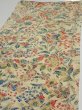 Photo3: 2E01z60  Japanese Kimono Silk  FABRIC Flowers Sand beige 42.1x14.8 (3)