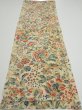 Photo5: 2E01z60  Japanese Kimono Silk  FABRIC Flowers Sand beige 42.1x14.8 (5)