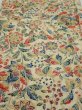 Photo1: 2E02z60  Japanese Kimono Silk  FABRIC Flowers Sand beige 41.7x14.8 (1)