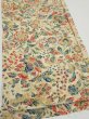 Photo2: 2E02z60  Japanese Kimono Silk  FABRIC Flowers Sand beige 41.7x14.8 (2)