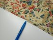 Photo6: 2E02z60  Japanese Kimono Silk  FABRIC Flowers Sand beige 41.7x14.8 (6)