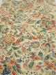 Photo1: 2E04z90  Japanese Kimono Silk  FABRIC Flowers Sand beige 59.8x14.6 (1)