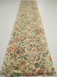 Photo4: 2E04z90  Japanese Kimono Silk  FABRIC Flowers Sand beige 59.8x14.6 (4)