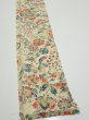 Photo2: 2E07z40  Japanese Kimono Silk  FABRIC Flowers Sand beige 55.9x7.3 (2)