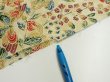 Photo6: 2E07z40  Japanese Kimono Silk  FABRIC Flowers Sand beige 55.9x7.3 (6)