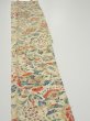Photo3: 2E08z40  Japanese Kimono Silk  FABRIC Flowers Sand beige 56.7x7.3 (3)