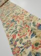 Photo1: 2E09z60  Japanese Kimono Silk  FABRIC Flowers Sand beige 78.0x7.3 (1)