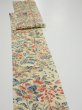 Photo3: 2E09z60  Japanese Kimono Silk  FABRIC Flowers Sand beige 78.0x7.3 (3)