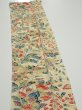Photo3: 2E10z30  Japanese Kimono Silk  FABRIC Flowers Sand beige 38.6x7.3 (3)